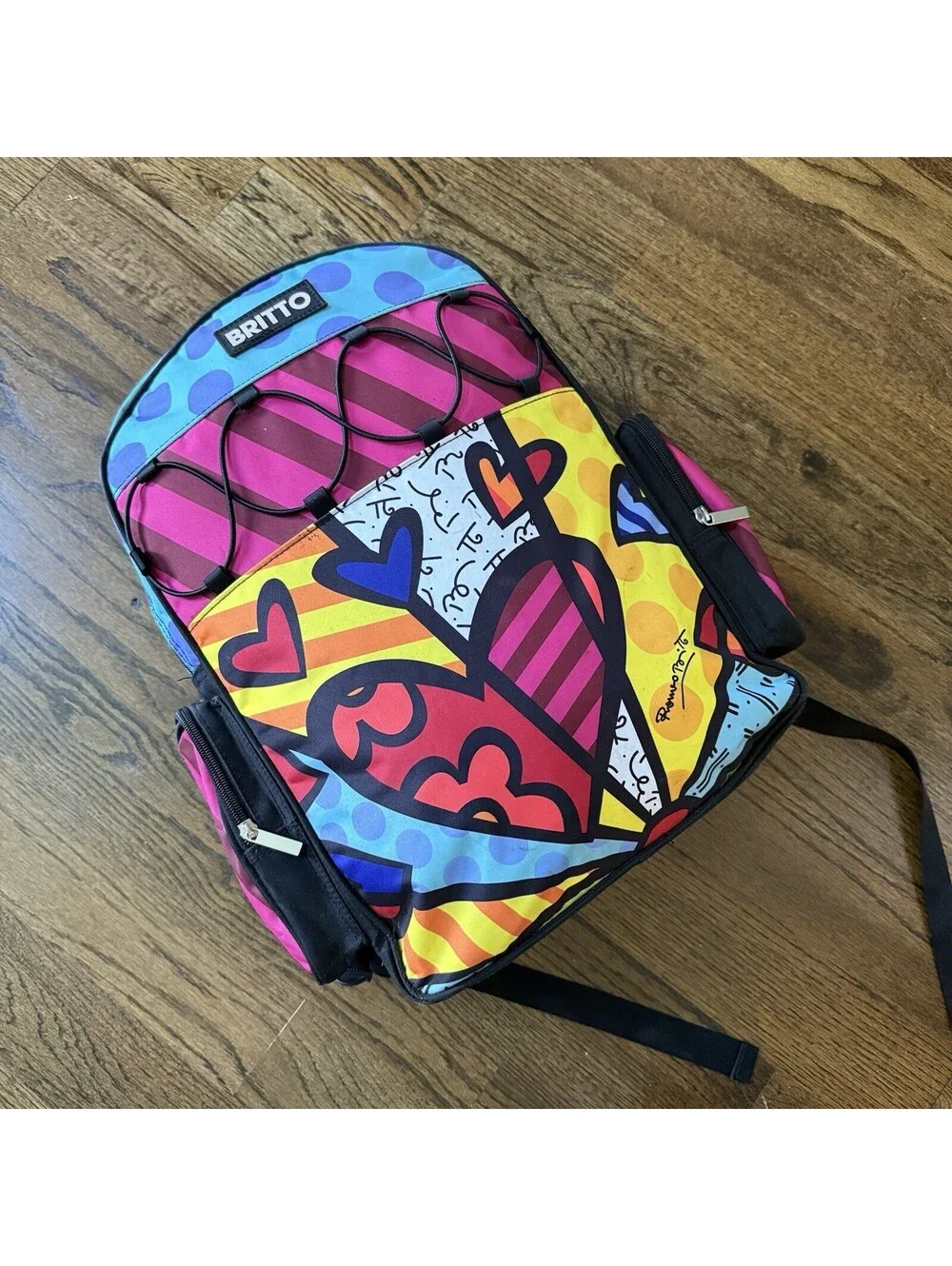 Britto Romero Britto Giftcraft Colorful Art Backpack Book Bag Hearts 2010